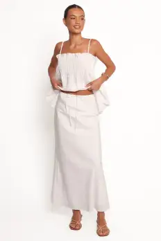 Elena Cotton Maxi Skirt - White(XS)