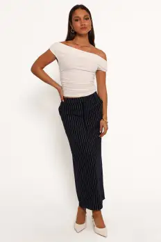 Ellory Midi Skirt - Navy Pinstripe(2)