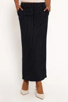 Ellory Midi Skirt - Navy Pinstripe(2)