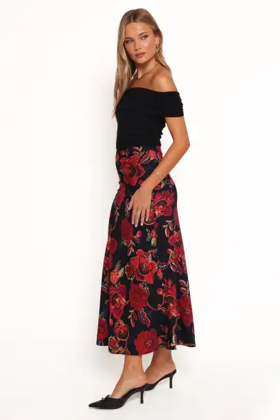 Evie Maxi Skirt - Black Floral(XS)