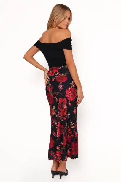 Evie Maxi Skirt - Black Floral(XS)