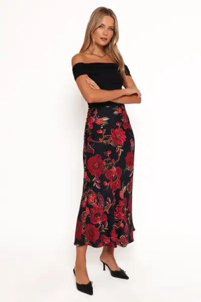 Evie Maxi Skirt - Black Floral(XS)