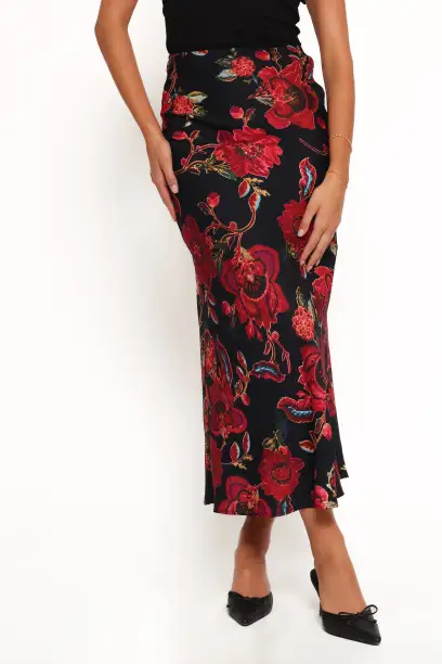 Evie Maxi Skirt - Black Floral(XS)
