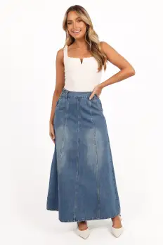 Gwen Denim Skirt - Mid Wash Denim(XS)