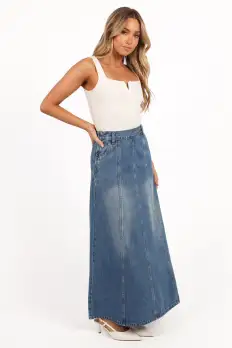 Gwen Denim Skirt - Mid Wash Denim(XS)