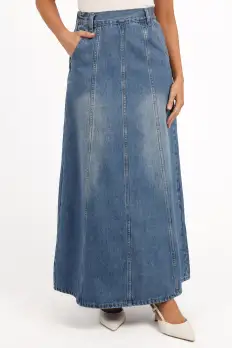 Gwen Denim Skirt - Mid Wash Denim(XS)