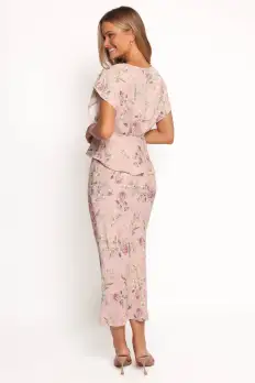 Kenna Satin Midi Skirt - Blush Rose(XS)