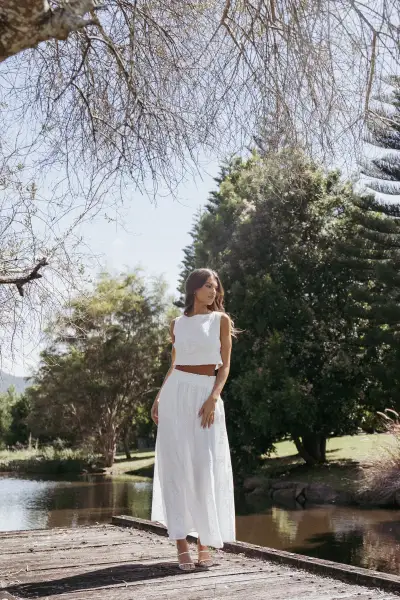 Kimora Maxi Skirt - White(XS)