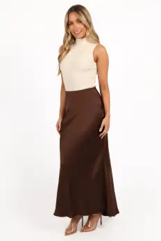 Kora Midi Skirt - Brown(S)