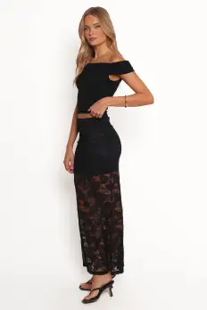Laken Sheer Lace Maxi Skirt - Black(XS)