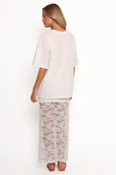 Laken Sheer Lace Maxi Skirt - White(XS)