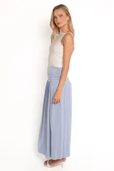 Lavia Ruched Knit Maxi Skirt - Soft Blue(XS)