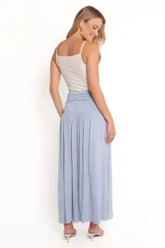 Lavia Ruched Knit Maxi Skirt - Soft Blue(XS)