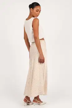 Mei Satin Midi Skirt - Tiny Blooms(XS)
