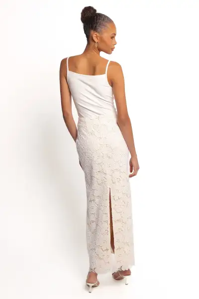 Mika Floral Lace Maxi Skirt - White(XS)