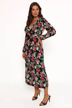 Minelli Pleat Midi Skirt - Black Rose(XS)