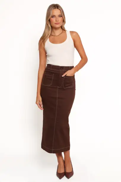 Nikko Midi Skirt - Chocolate Brown(2)