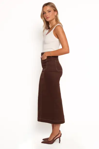 Nikko Midi Skirt - Chocolate Brown(2)