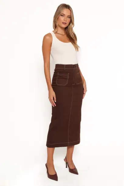 Nikko Midi Skirt - Chocolate Brown(2)