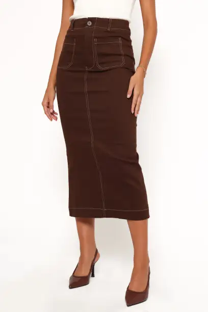 Nikko Midi Skirt - Chocolate Brown(2)