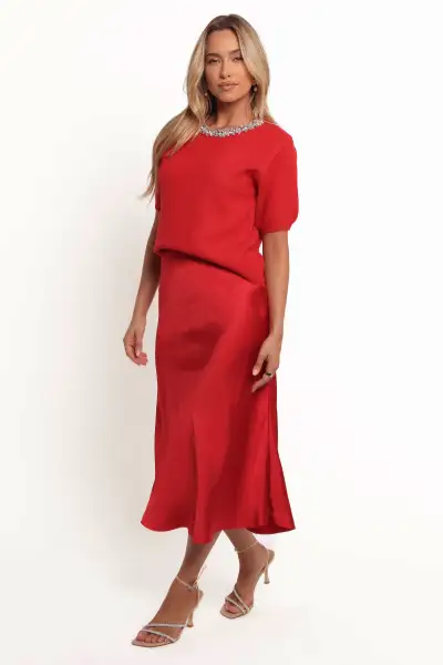 Karla Midi Skirt - Red(S)