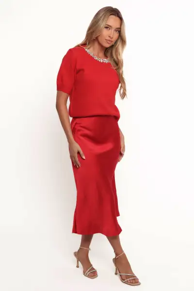 Karla Midi Skirt - Red(S)