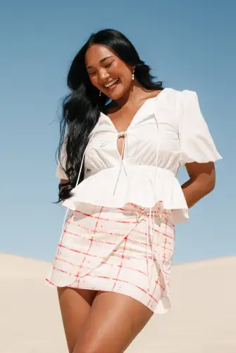 Mirha Mini Skirt - Sunset Check