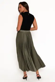 Polina Pleated Maxi Skirt - Olive(XS)