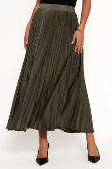 Polina Pleated Maxi Skirt - Olive(XS)