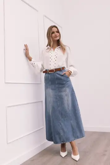 Gwen Denim Skirt - Mid Wash Denim(XS)