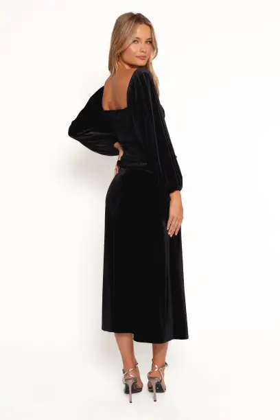Raelynn Velvet Midi Skirt - Black(XS)