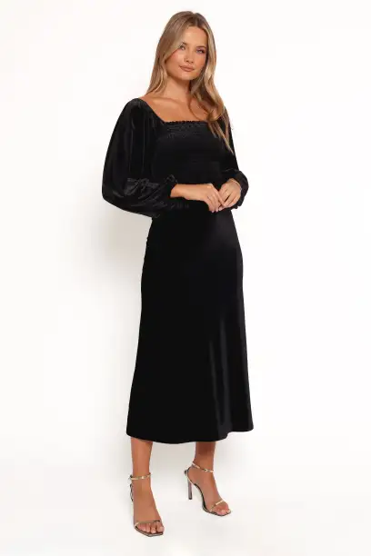Raelynn Velvet Midi Skirt - Black(XS)