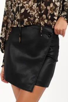 Rebecca Faux Leather Mini Skirt - Black(XS)