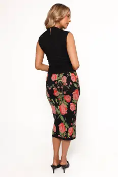 Reeva Knit Skirt - Black Floral(S)