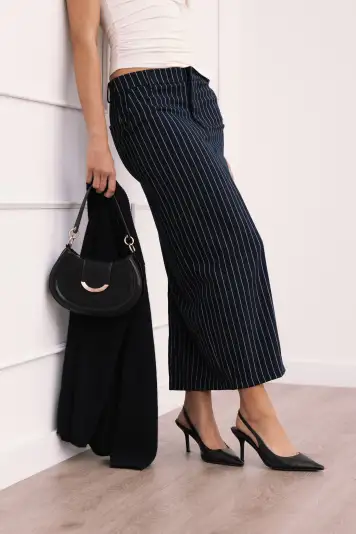 Ellory Midi Skirt - Navy Pinstripe(2)