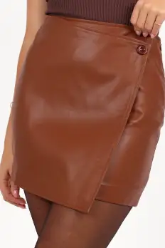 Rebecca Faux Leather Mini Skirt - Camel(XS)