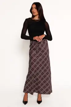 Sandra Midi Skirt - Brown Check(XS)