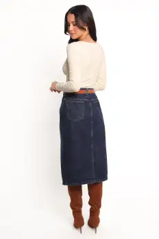 Starcie Denim Midi Skirt - Medium Denim(XS)