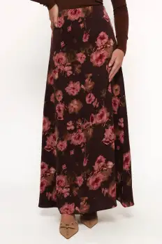 Vivie Midi Skirt - Chocolate Floral(S)