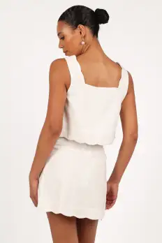 Wendie Scalloped Mini Skirt - Cloud White(XS)