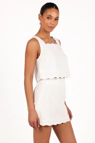 Wendie Scalloped Mini Skirt - Cloud White(XS)