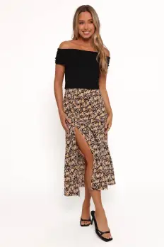 Willow Midi Skirt - Black Ditsy Floral(XS)