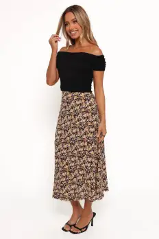Willow Midi Skirt - Black Ditsy Floral(XS)