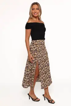 Willow Midi Skirt - Black Ditsy Floral(XS)