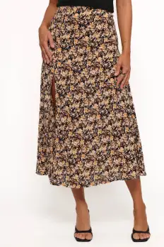 Willow Midi Skirt - Black Ditsy Floral(XS)