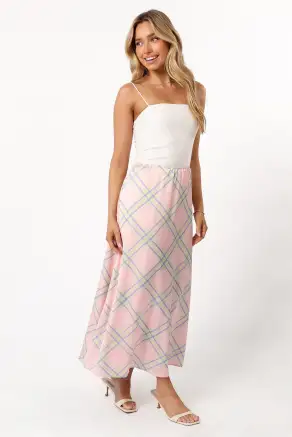 Clarissa Midi Skirt - Pink Check(XS)