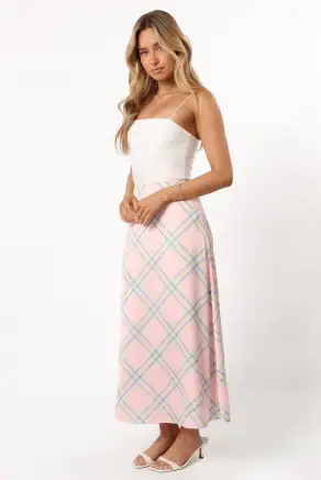 Clarissa Midi Skirt - Pink Check(XS)