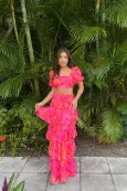 Addison Maxi Skirt - Pink Tropics(XS)