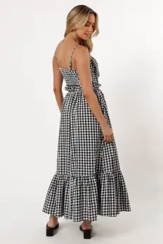 Bambi Tiered Midi Skirt - Black Gingham(XS)