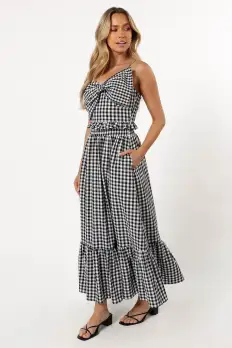 Bambi Tiered Midi Skirt - Black Gingham(XS)